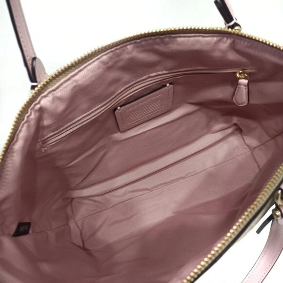 Auth COACH Prairie Satchel Polished Pebbled Leather 79998 Beige Light Pink PVC - Picture 5 of 12